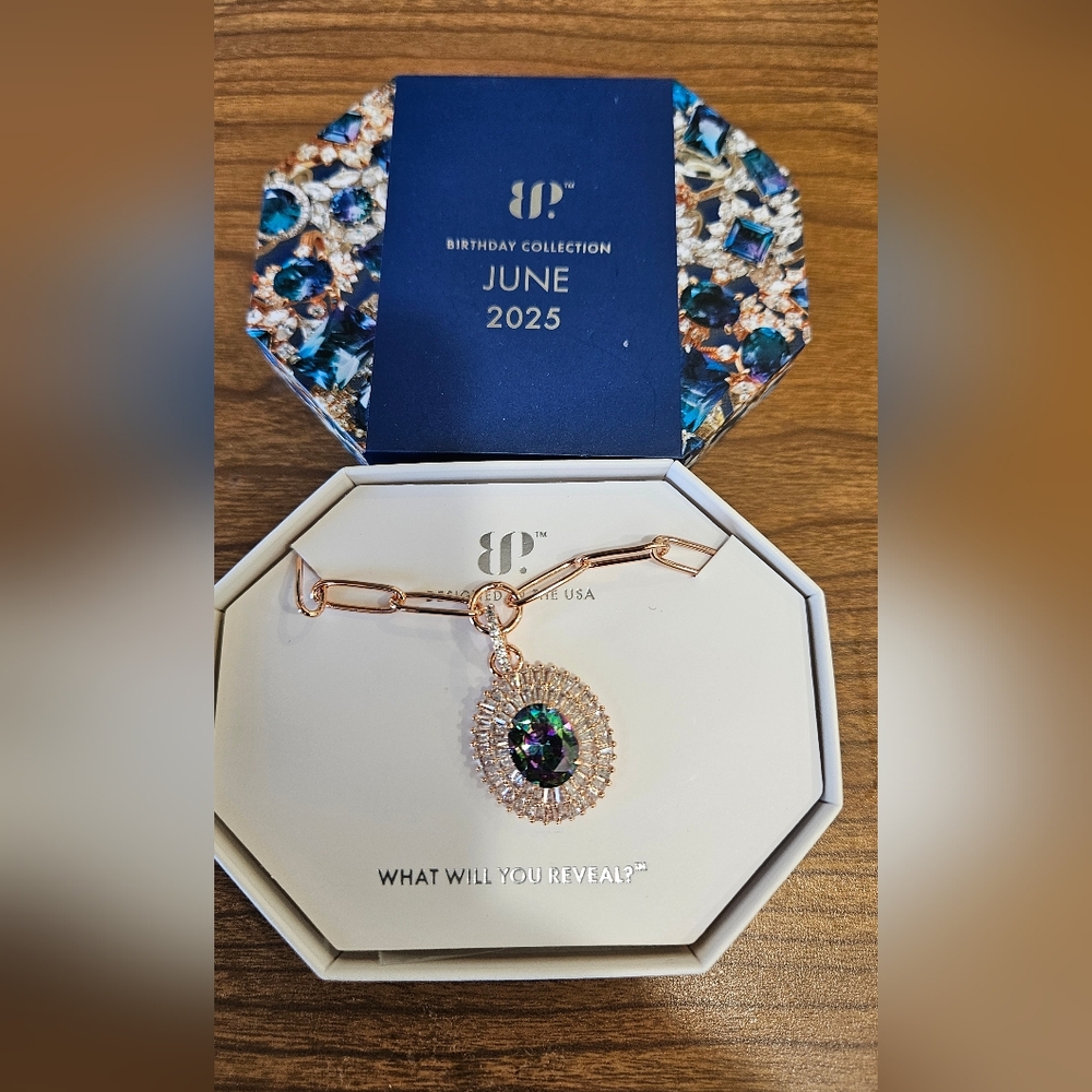 Bomb Party June Collection Necklace Lab Created Alexandrite Rose Gold Plating
